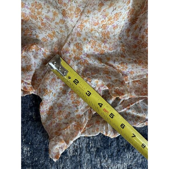 White Birch Shorts Romper Floral Print V-Neck 3/4 Dolman Sleeves Size Large Boho - Picture 8 of 9